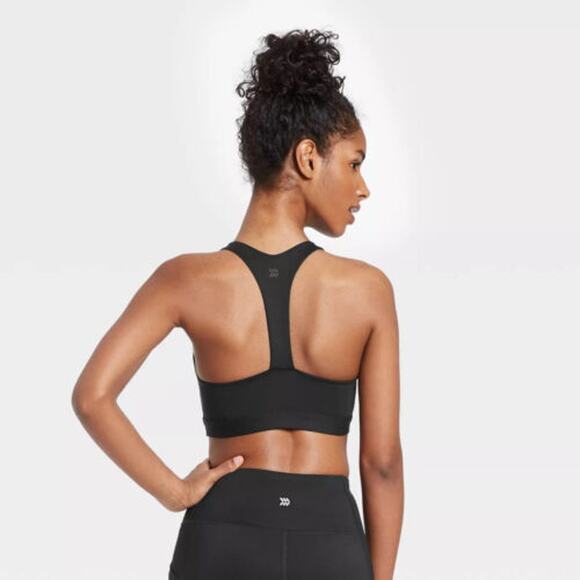 Sports Bra Medium Support TBack All in Motion Black XS Racerback Pullover Padded - Picture 4 of 11